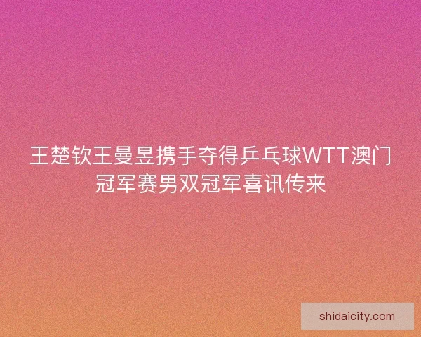 王楚钦王曼昱携手夺得乒乓球WTT澳门冠军赛男双冠军喜讯传来